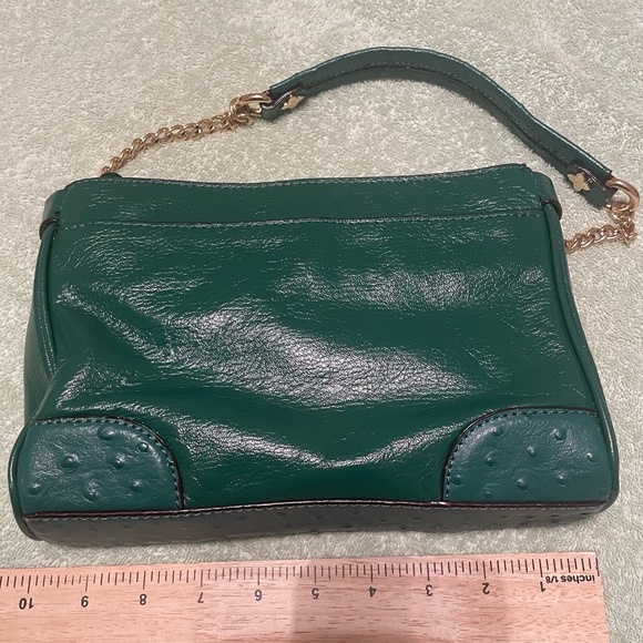 ANTONIO MELANI Emerald Green Leather Crossbody with Gold Accents - Picture 10 of 14